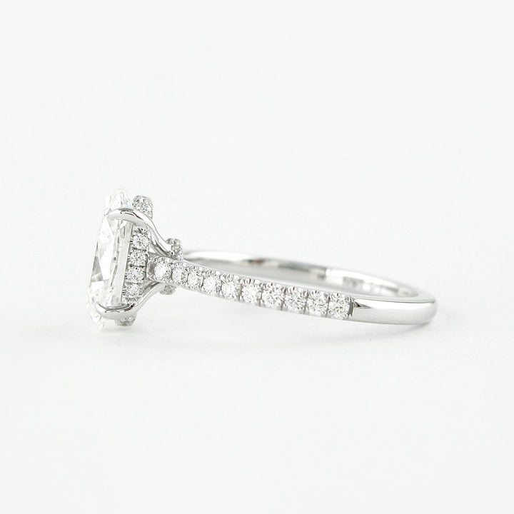 1.91CT Oval Cut Hidden Halo Four Prongs Moissanite Diamond Engagement Ring