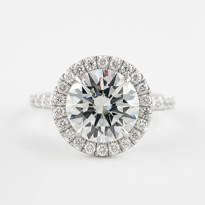 1.0CT Round Brilliant Cut Moissanite Halo Diamond Engagement Ring