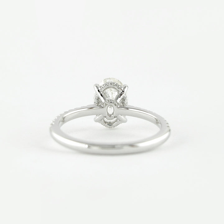 1.91CT Oval Cut Hidden Halo Four Prongs Moissanite Diamond Engagement Ring