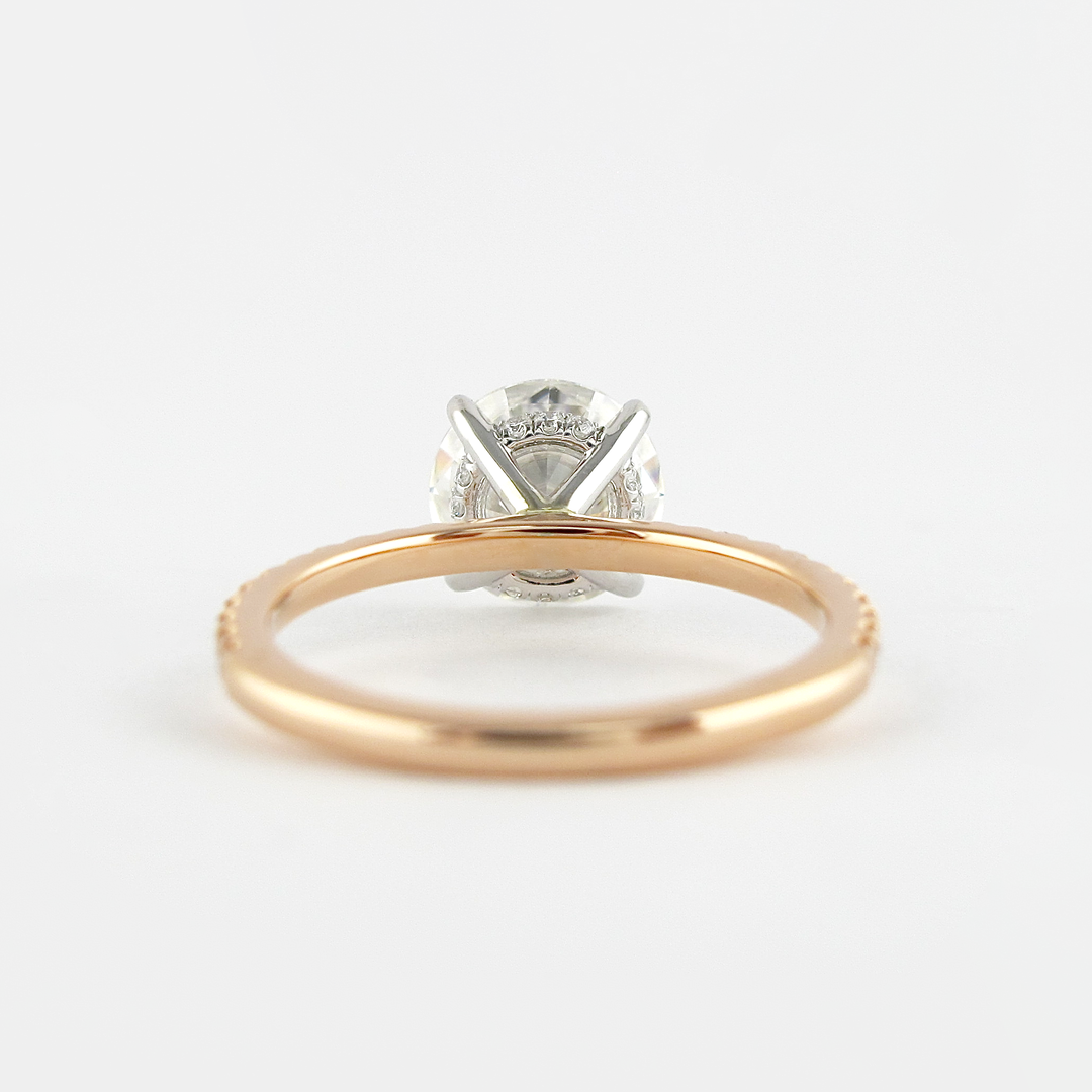 1.5 CT Round Cut Hidden Halo Prong Moissanite Engagement Ring