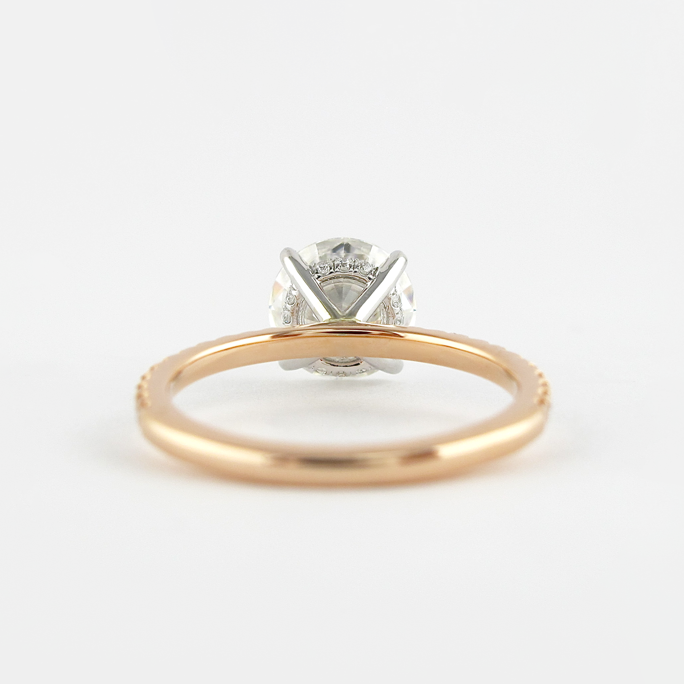 1.50CT Round Cut Hidden Halo 4 Prongs Moissanite Solitaire Engagement Ring