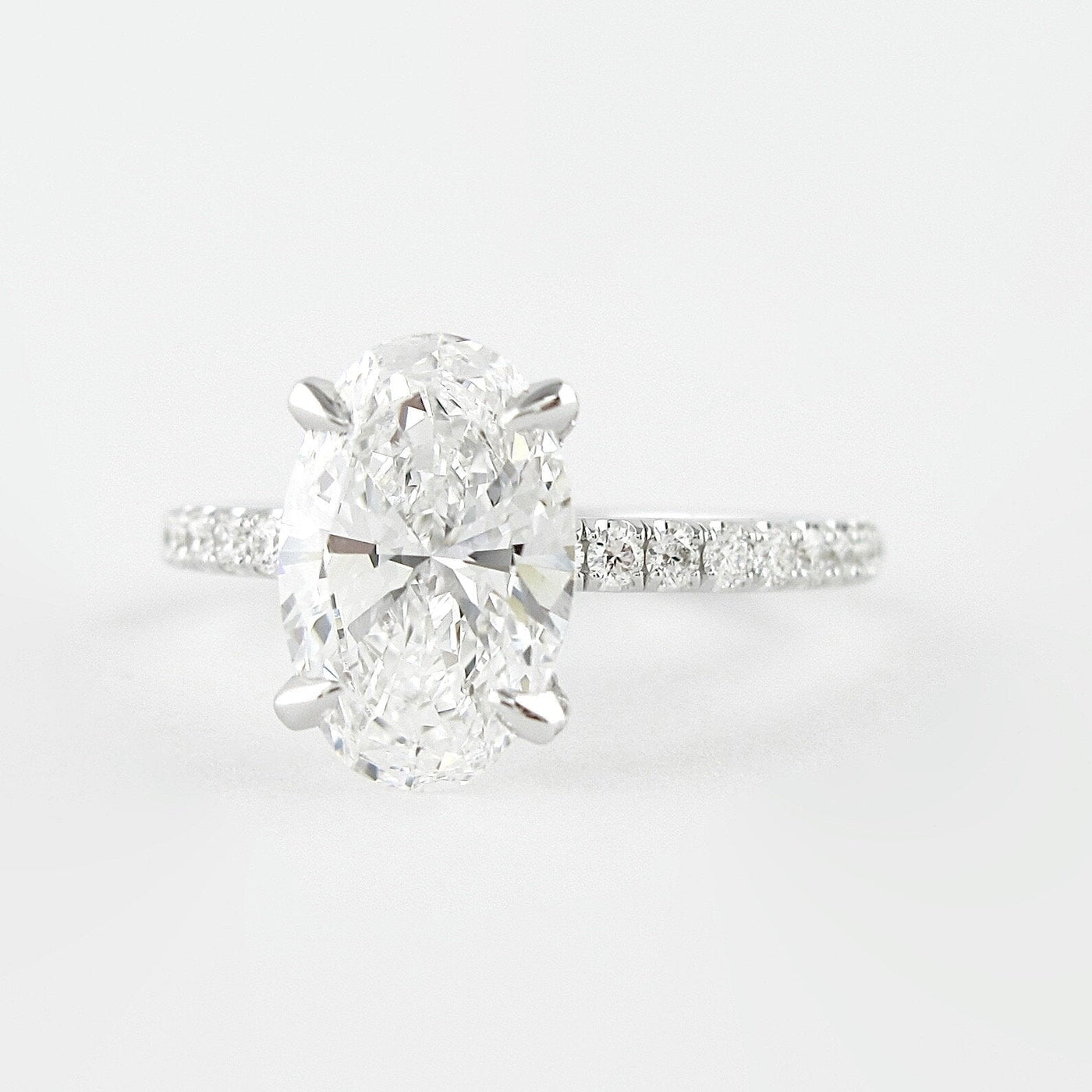 1.33CT Oval Cut Unique Prongs Pave Moissanite Diamond Engagement Ring
