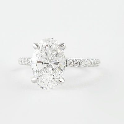 1.33CT Oval Cut Unique Prongs Pave Moissanite Diamond Engagement Ring