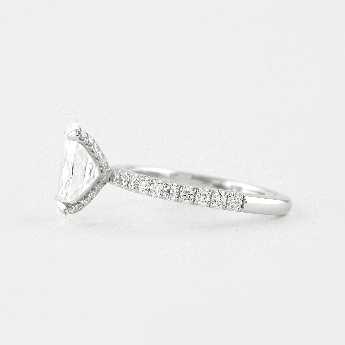 1.33CT Oval Cut Unique Prongs Pave Moissanite Diamond Engagement Ring