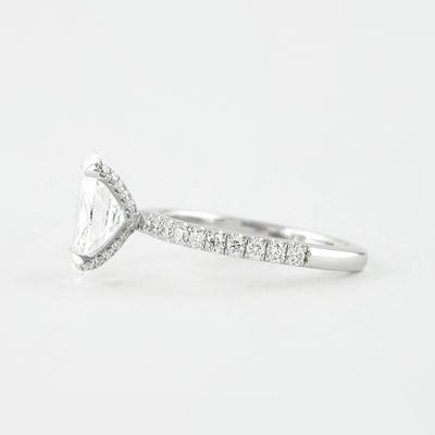 1.33CT Oval Cut Unique Prongs Pave Moissanite Diamond Engagement Ring