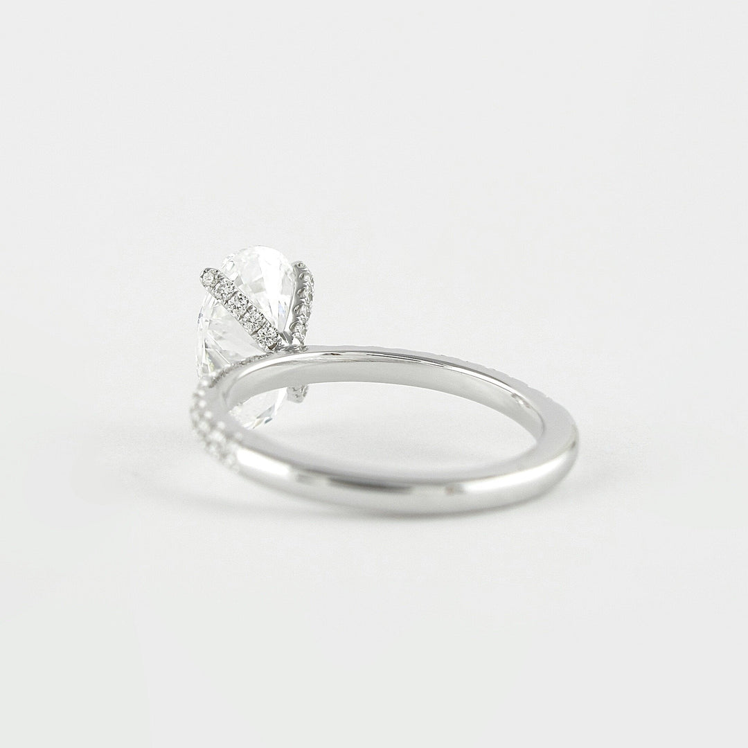 1.33CT Oval Cut Unique Prongs Pave Moissanite Diamond Engagement Ring