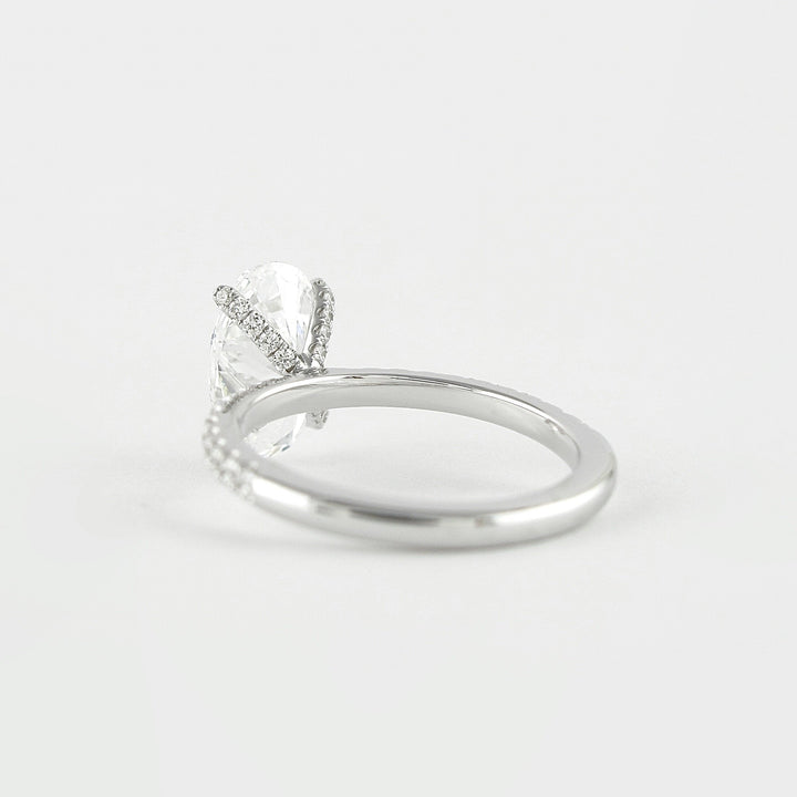 1.33CT Oval Cut Unique Prongs Pave Moissanite Diamond Engagement Ring