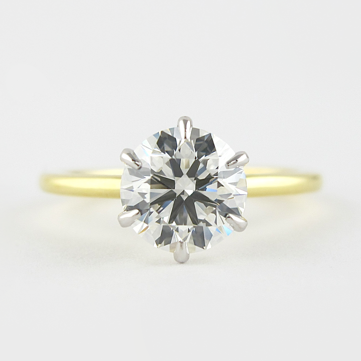 1.0CT Round Cut Six Prongs Moissanite Solitaire Diamond Engagement Ring