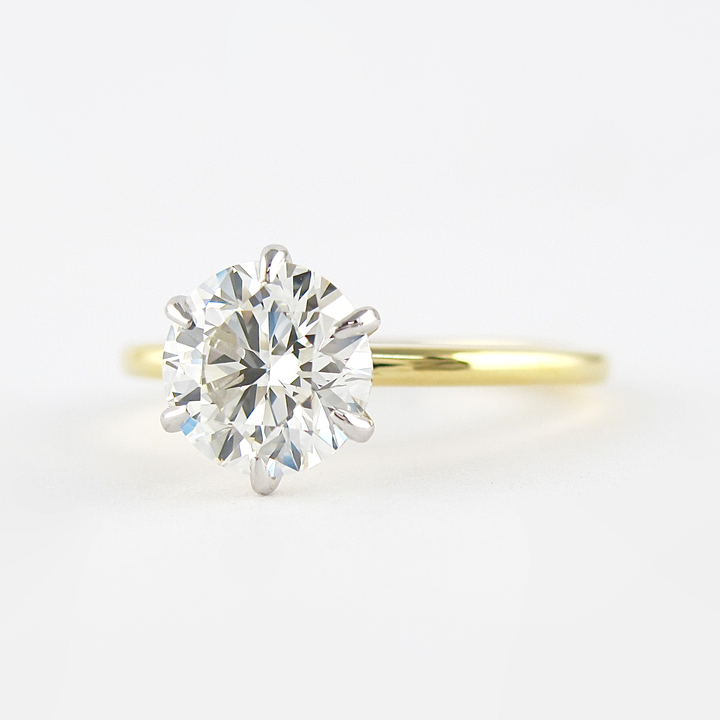 1.0CT Round Cut Six Prongs Moissanite Solitaire Diamond Engagement Ring