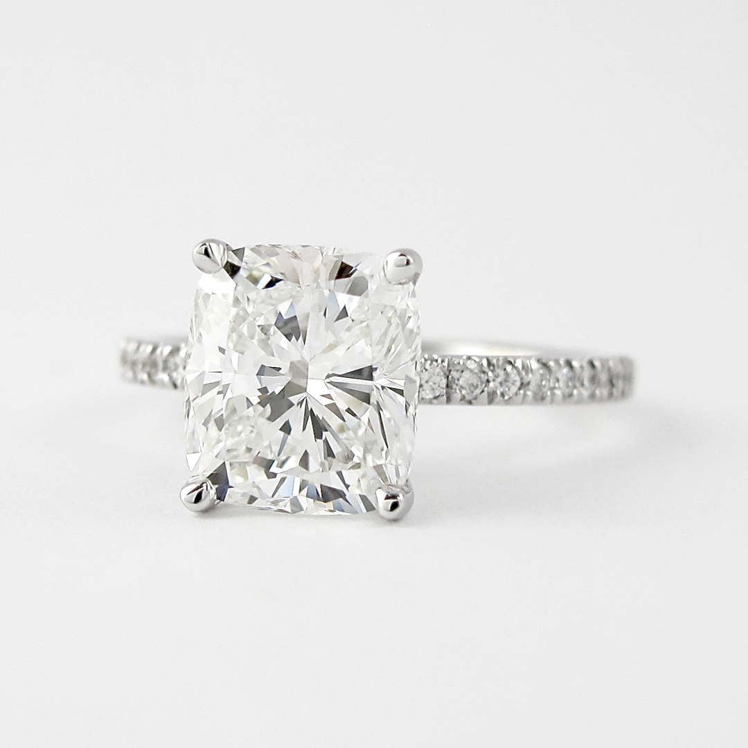 1.50CT Cushion Cut Pave Moissanite Diamond Engagement Ring For Her