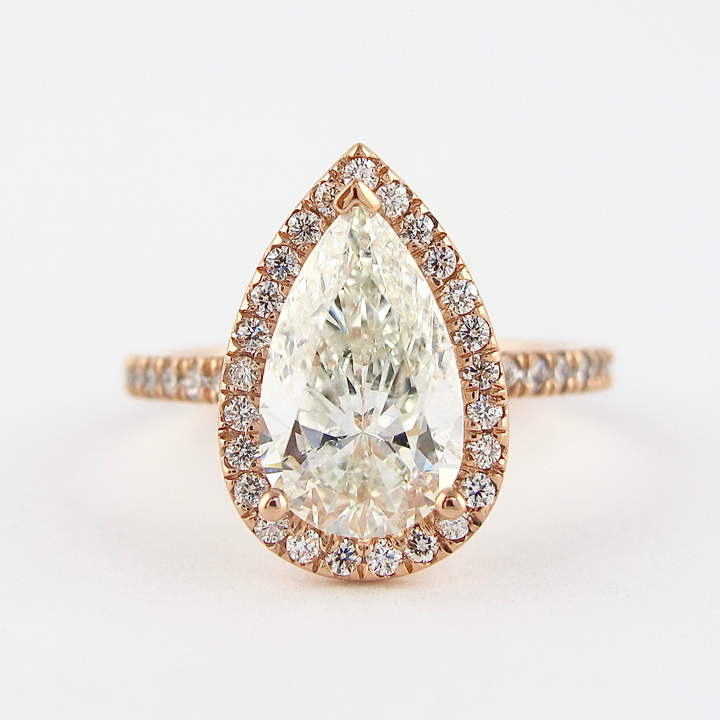 2.10CT Pear Cut Moissanite Double Halo Engagement Ring