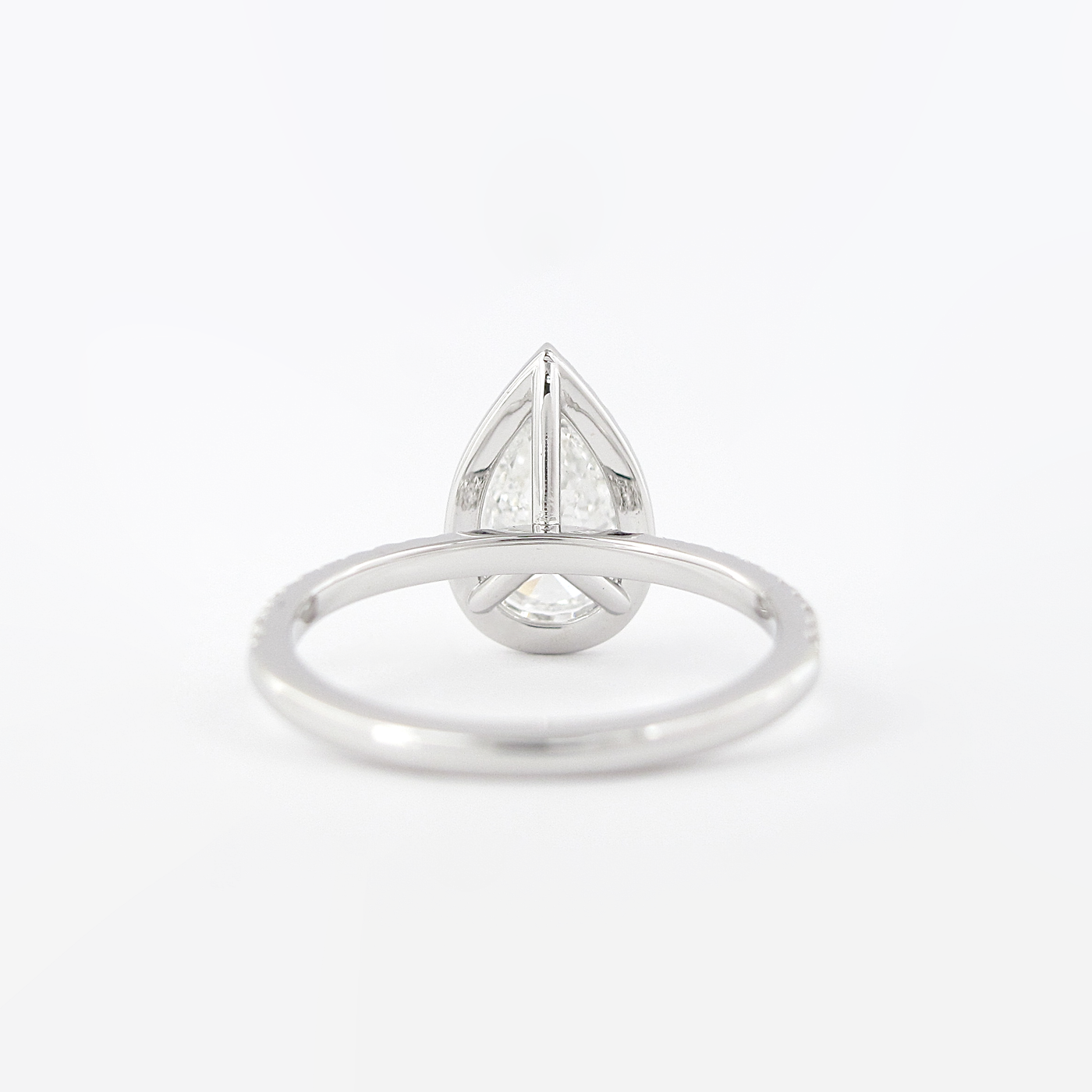 1.50CT Pear Cut Round Halo 3 Prongs Moissanite Engagement Ring