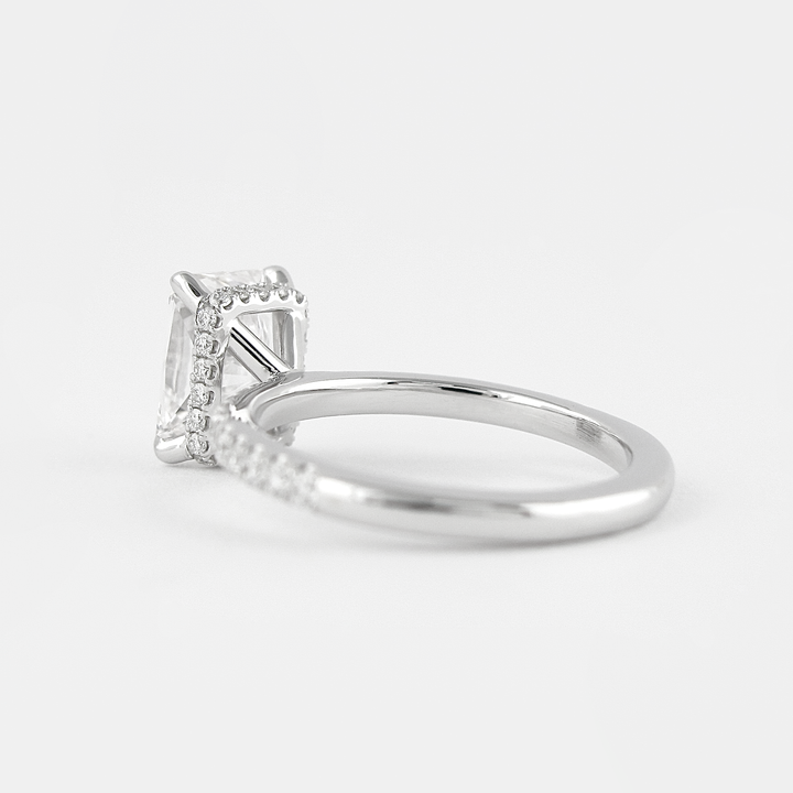 1.80CT Radiant Cut Hidden Halo Moissanite Engagement Ring in 14K White Gold