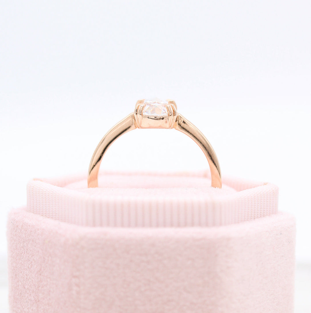 2ct Oval Rose Cut Solitaire Moissanite Diamond Engagement Ring