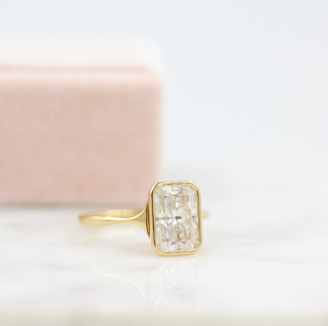 2.0ct Radiant Cut Solitaire Moissanite Diamond Engagement Ring