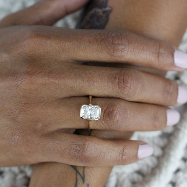 2.0ct Radiant Cut Solitaire Moissanite Diamond Engagement Ring