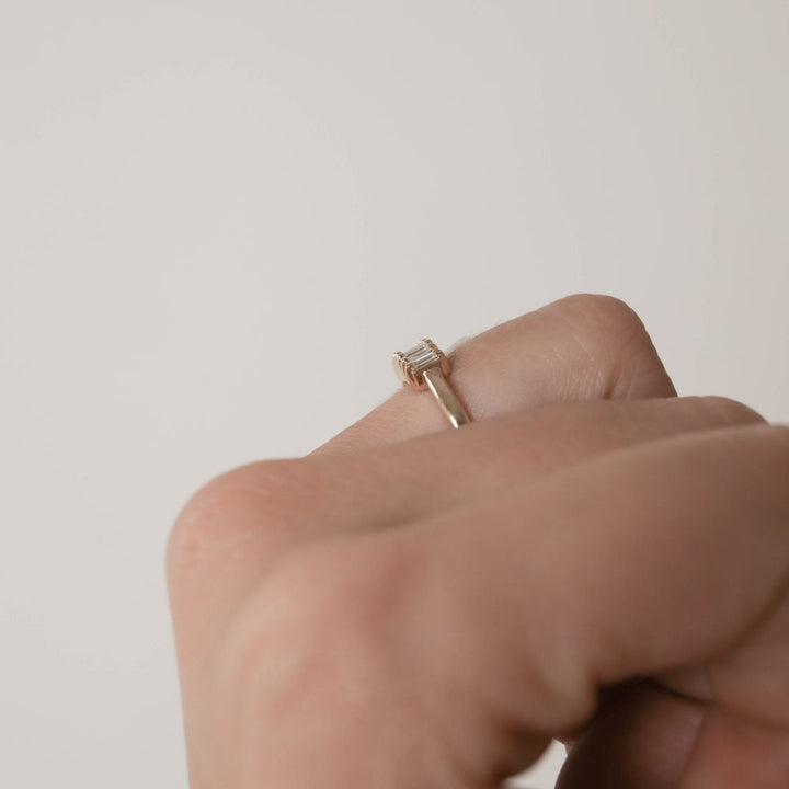 0.42CT Emerald Cut Moissanite Diamond Wedding Band