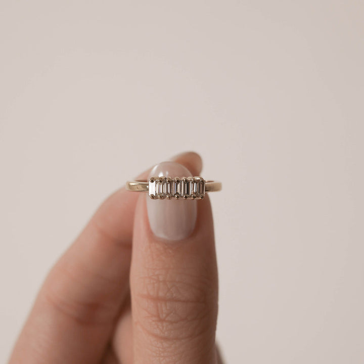 0.42CT Emerald Cut Moissanite Diamond Wedding Band