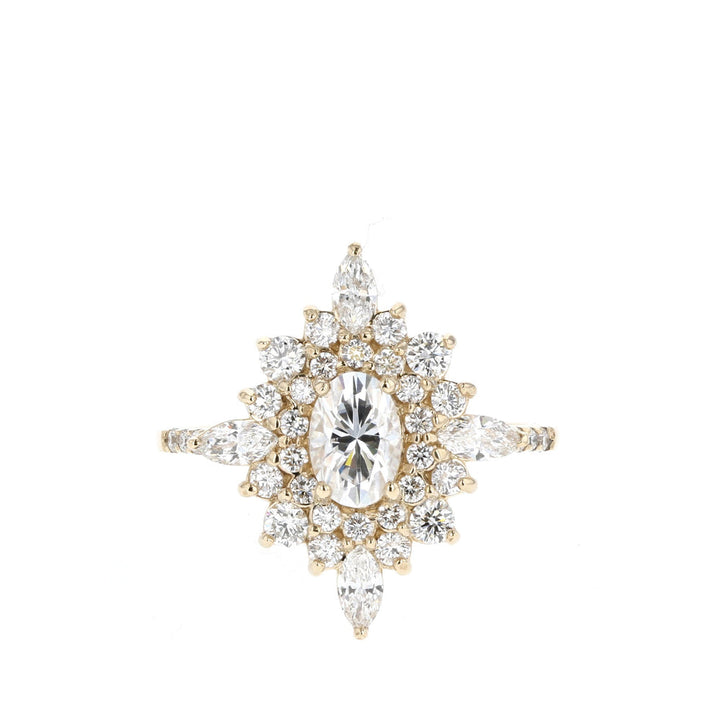 0.55CT Oval Cut Cluster Moissanite Diamond Engagement Ring