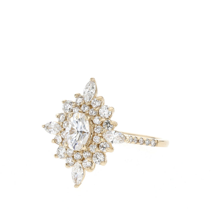 0.55CT Oval Cut Cluster Moissanite Diamond Engagement Ring