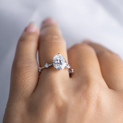 1.93CT Oval Cut Solitaire Moissanite Engagement Ring in 14K Rose Gold