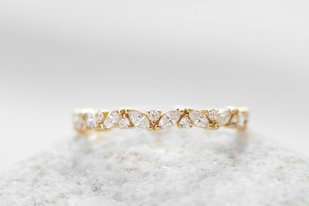 Marquise & Round Cut Half Eternity Wedding Band