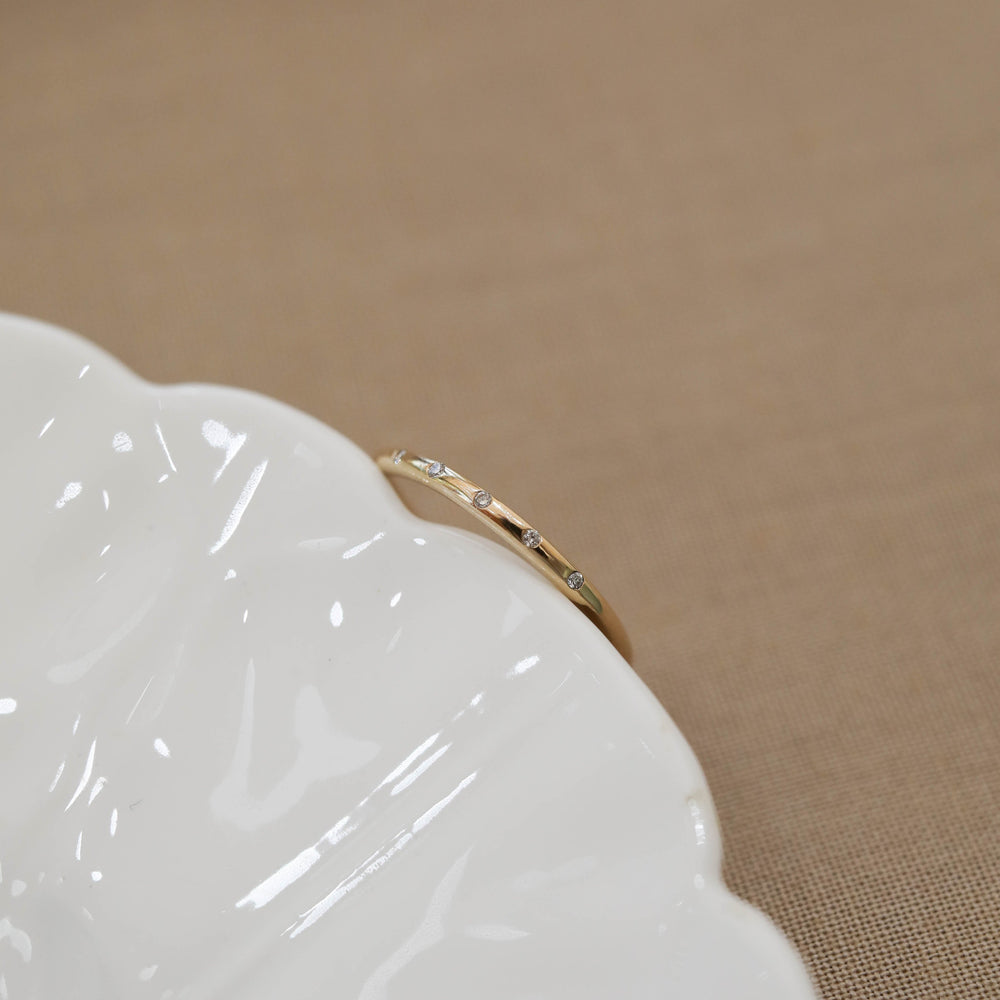 0.03ct Round Cut Unique Solitaire Moissanite Diamond Wedding Band