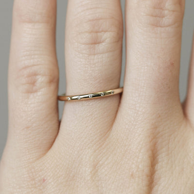 0.03ct Round Cut Unique Solitaire Moissanite Diamond Wedding Band