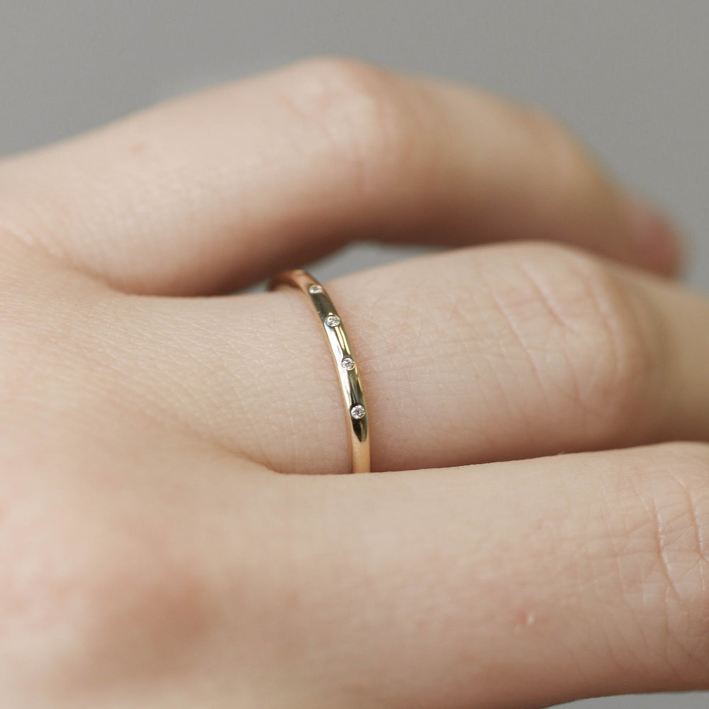 0.03ct Round Cut Unique Solitaire Moissanite Diamond Wedding Band