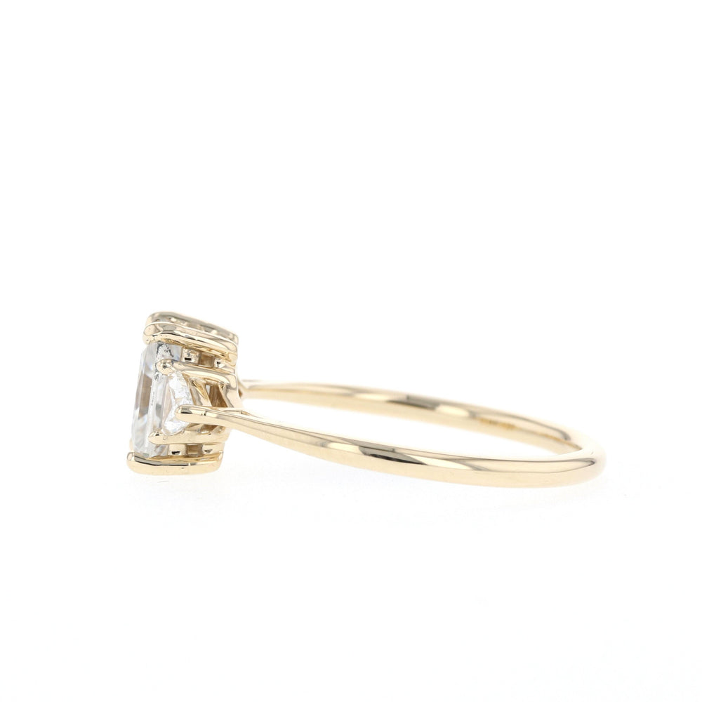 1.10CT Emerald Cut Three Stone Moissanite Diamond Engagement Ring