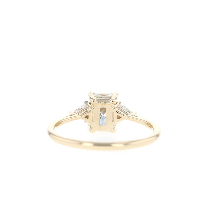 1.10CT Emerald Cut Three Stone Moissanite Diamond Engagement Ring