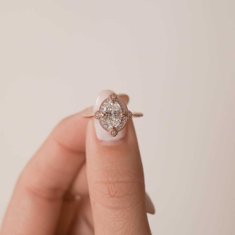 1.25CT Oval Cut  Vintage Halo Moissanite Diamond Engagement Ring