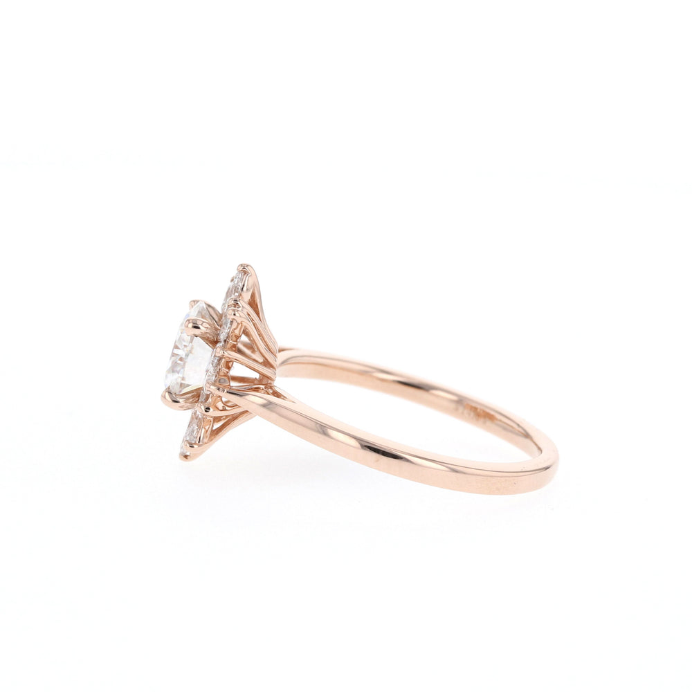1.05CT Round Moissanite Cluster Diamond Engagement Ring