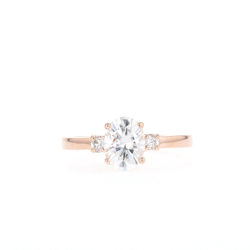 1.20CT Oval Moissanite Three Stone Diamond Engagement Ring