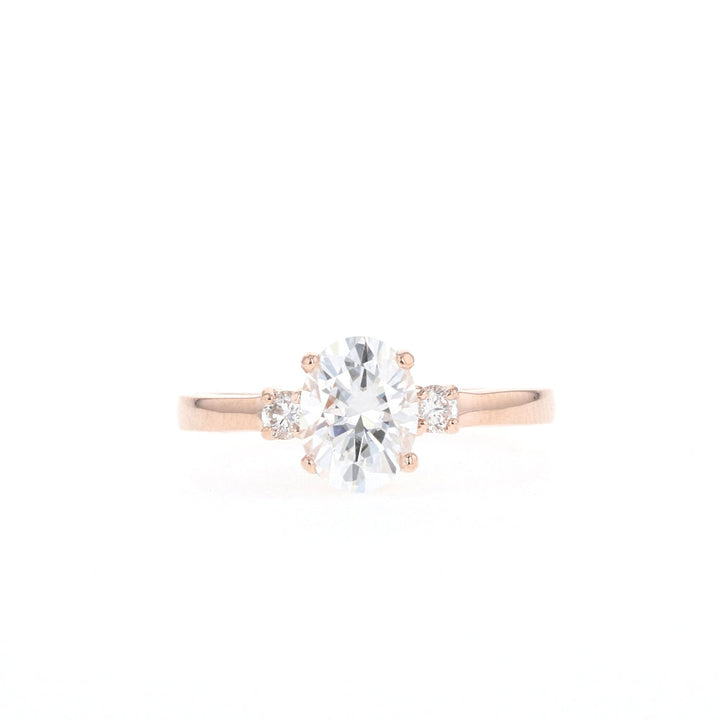 1.20CT Oval Moissanite Three Stone Diamond Engagement Ring