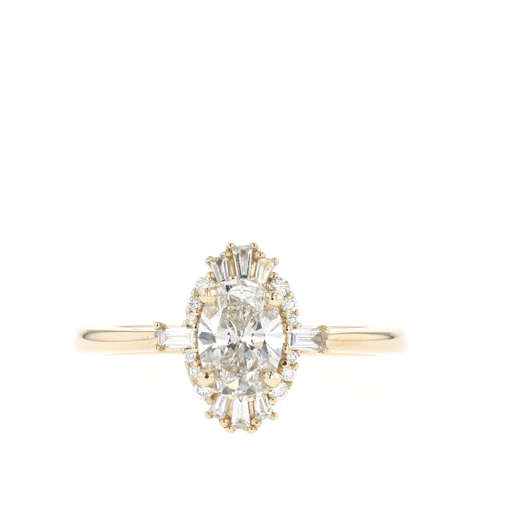 0.75CT Oval Cut Cluster Moissanite Diamond Engagement Ring