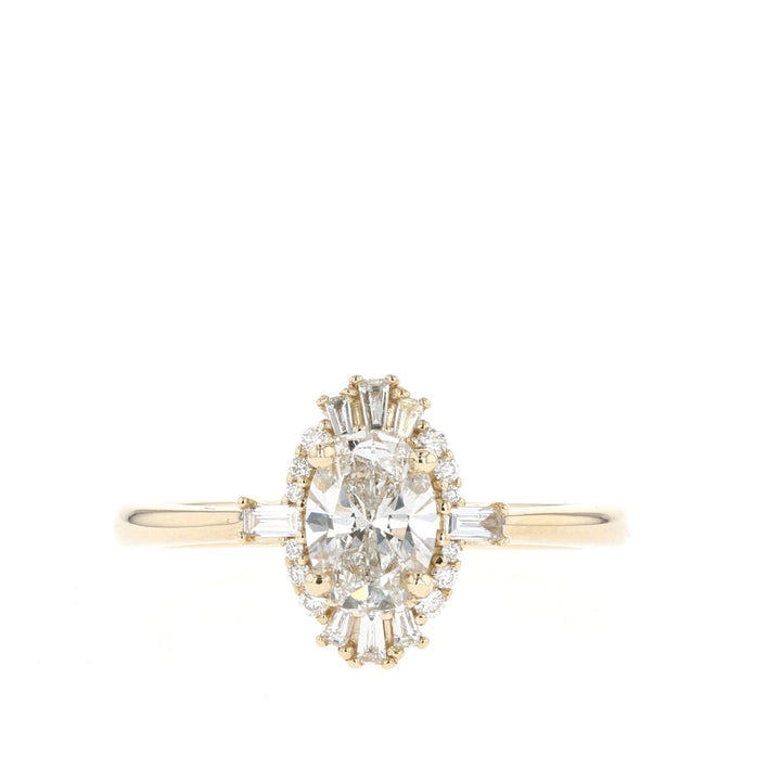 0.75CT Oval Cut Cluster Moissanite Diamond Engagement Ring