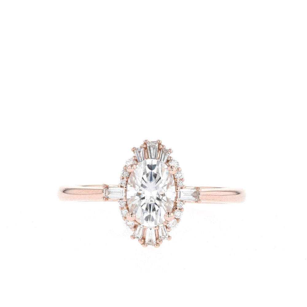 0.75CT Oval Cut Cluster Moissanite Diamond Engagement Ring