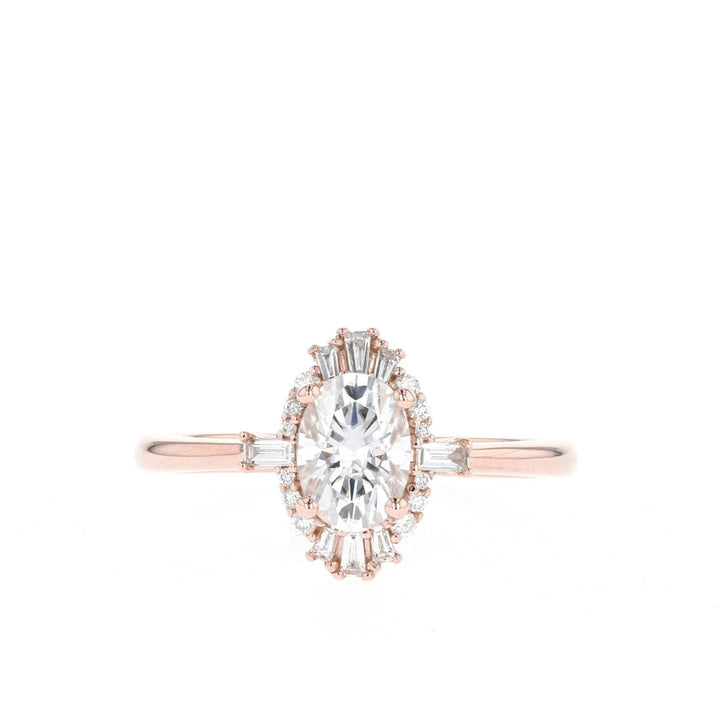 0.75CT Oval Cut Cluster Moissanite Diamond Engagement Ring
