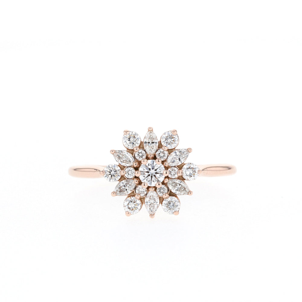 0.1CT Round Moissanite Cluster Diamond Engagement Ring