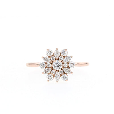 0.1CT Round Moissanite Cluster Diamond Engagement Ring