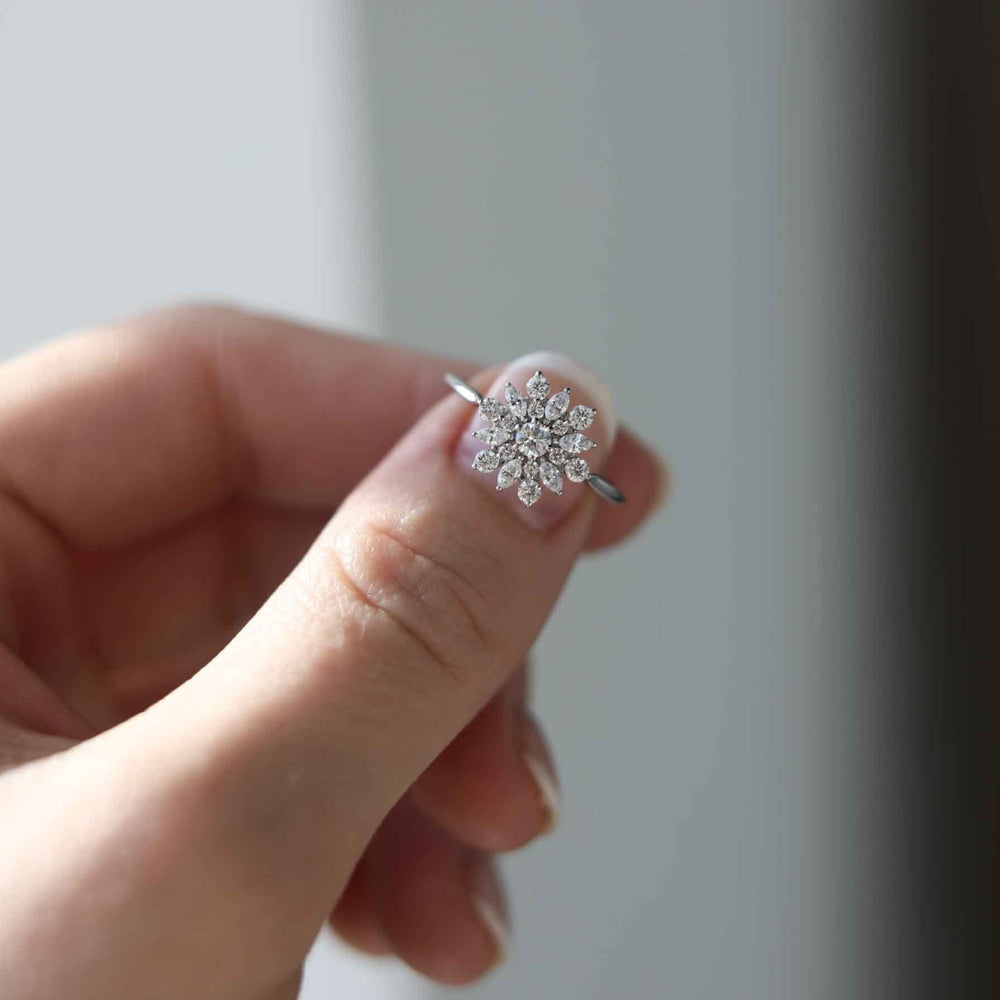 0.1CT Round Moissanite Cluster Diamond Engagement Ring