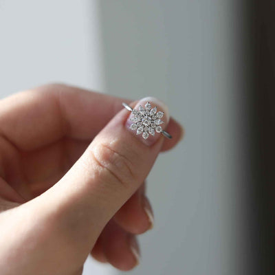 0.1CT Round Moissanite Cluster Diamond Engagement Ring