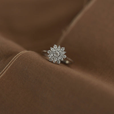 0.1CT Round Moissanite Cluster Diamond Engagement Ring