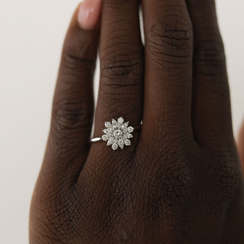 0.1CT Round Moissanite Cluster Diamond Engagement Ring