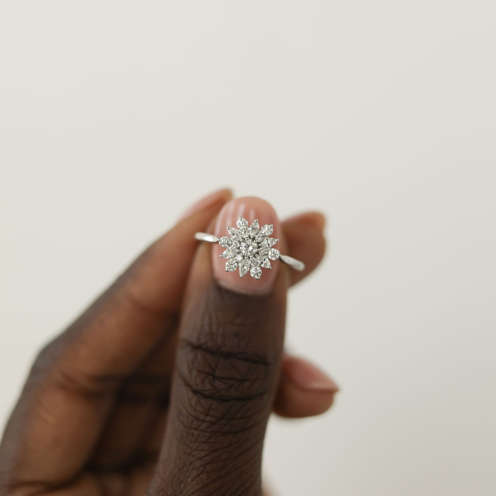 0.1CT Round Moissanite Cluster Diamond Engagement Ring