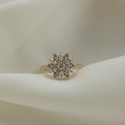 0.1CT Round Moissanite Cluster Diamond Engagement Ring