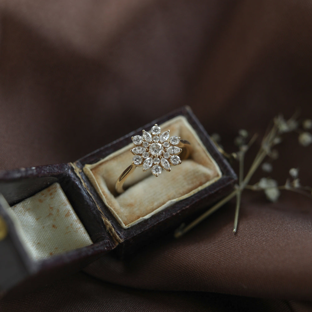 0.1CT Round Moissanite Cluster Diamond Engagement Ring