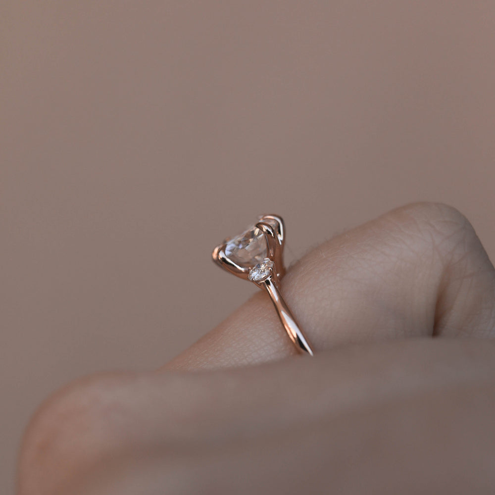 2.1CT  Round Moissanite Three Stone Diamond Engagement Ring