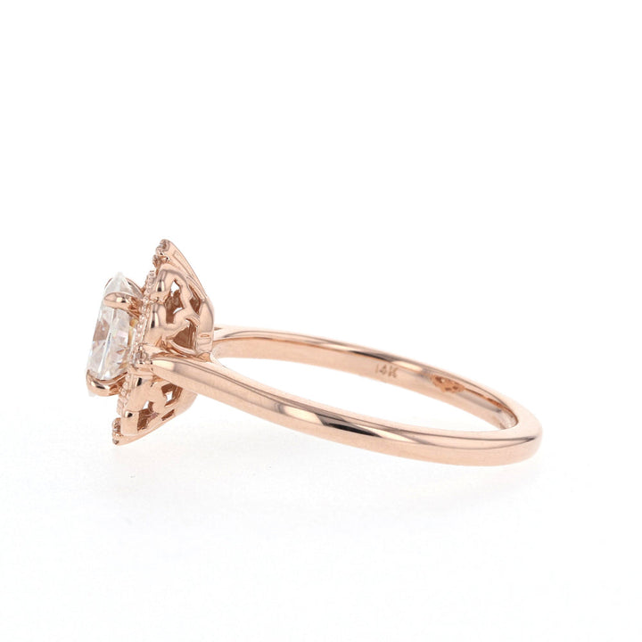 0.84CT Oval Moissanite Vintage Diamond Engagement Ring